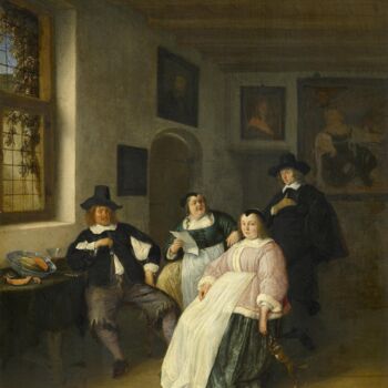 Pittura intitolato "La famille De Goyer…" da Adriaen Van Ostade, Opera d'arte originale, Olio