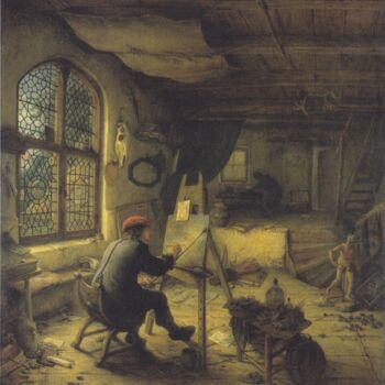 Schilderij getiteld "Le peintre dans son…" door Adriaen Van Ostade, Origineel Kunstwerk, Olie