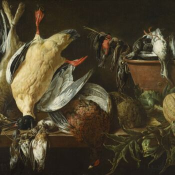 Painting titled "Nature morte aux je…" by Adriaen Van Utrecht, Original Artwork, Oil