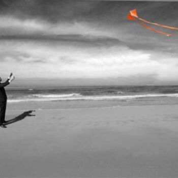 Painting titled "Kite on beach" by Adrian Bannister, Original Artwork