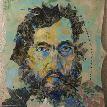 Ζωγραφική με τίτλο "julio cortazar" από Adrian Castro, Αυθεντικά έργα τέχνης, Ακρυλικό Τοποθετήθηκε στο Ξύλινο πάνελ