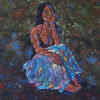 Painting titled "diana en el mezquit…" by Adrian Castro, Original Artwork, Acrylic Mounted on Wood Stretcher frame