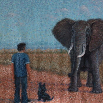 Painting titled "Animal de poder" by Adrian Castro, Original Artwork, Oil