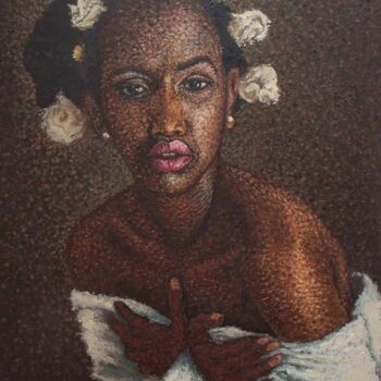 Pintura titulada "mujer-con-corona-de…" por Adrian Castro, Obra de arte original, Oleo
