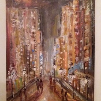 Painting titled "the lights of the c…" by Virgil Cristea, Original Artwork, Acrylic