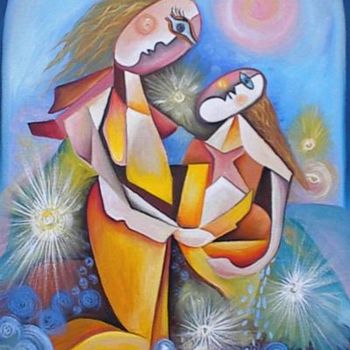Pintura titulada "Mother and Baby" por Adrian Doni, Obra de arte original, Oleo