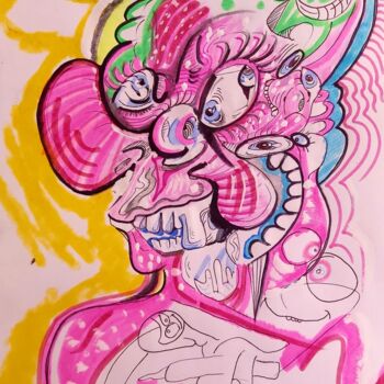 Drawing titled "Untitled (pink port…" by Adrian Dordelly, Original Artwork, Pigments