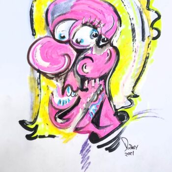 Drawing titled "Untitled (face)" by Adrian Dordelly, Original Artwork, Marker
