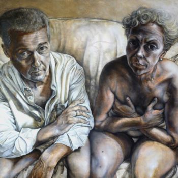 Pintura titulada "Doble retrato de un…" por Adrián Goma, Obra de arte original, Oleo