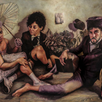 Pintura intitulada "La troupe tropical…" por Adrián Goma, Obras de arte originais, Óleo