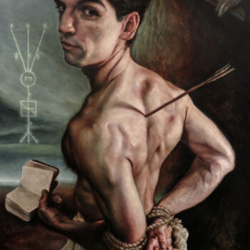 제목이 "El trío de Lorena"인 미술작품 Adrián Goma로, 원작, 기름 나무 들것 프레임에 장착됨
