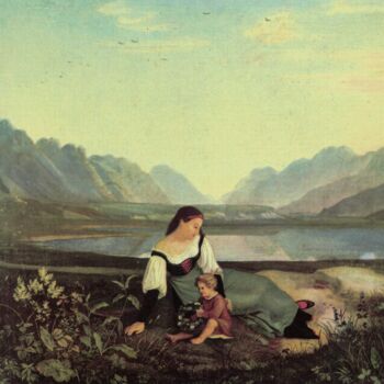 Peinture intitulée "Fillette dans la pr…" par Adrian Ludwig Richter, Œuvre d'art originale, Huile