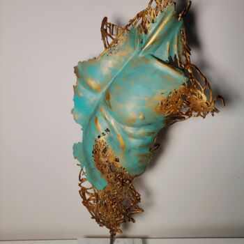 Sculpture titled "Turquoise Pose" by Adrian Marok, Original Artwork, Resin