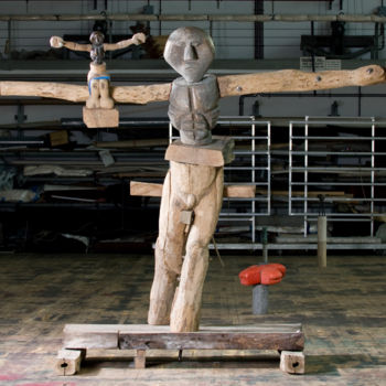 Скульптура под названием "Hommage to George A…" - Adrian Uncrut, Подлинное произведение искусства, Дерево