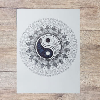 Desenho intitulada "Mandala Equilíbrio" por Adriana Assanuma, Obras de arte originais, Tinta