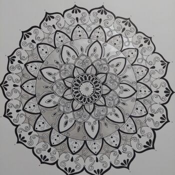 Рисунок под названием "Mandala Pureza" - Adriana Assanuma, Подлинное произведение искусства, Чернила