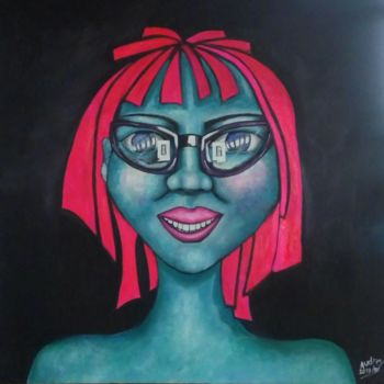 Painting titled "Selfie" by Audrey, Original Artwork, Acrylic
