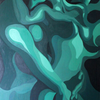 Painting titled "love in turquoise" by Adriana Bogdanova, Original Artwork, Oil