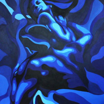 Painting titled "love is blue" by Adriana Bogdanova, Original Artwork, Oil