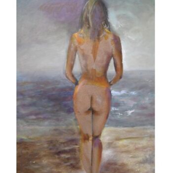 Pintura titulada "ella y el mar" por Adriana Elisabet López, Obra de arte original, Oleo