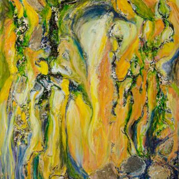 Pintura intitulada "Algues et ardoises" por Adriana Kechichian, Obras de arte originais, Acrílico Montado em Armação em made…
