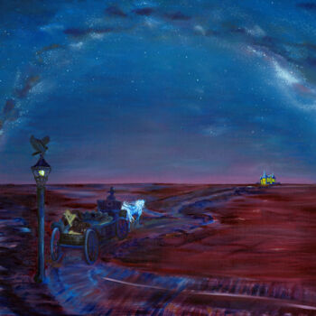 Painting titled "The Journey" by Adriana Rossarolla, Original Artwork, Oil Mounted on Wood Stretcher frame