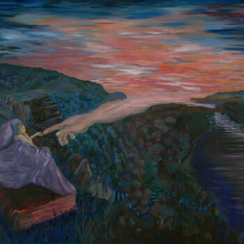 Painting titled "The Touch of Bliss" by Adriana Rossarolla, Original Artwork, Oil Mounted on Wood Stretcher frame