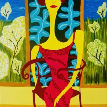 Pittura intitolato "serie-femmes-assise…" da Adriana Tobon, Opera d'arte originale, Olio