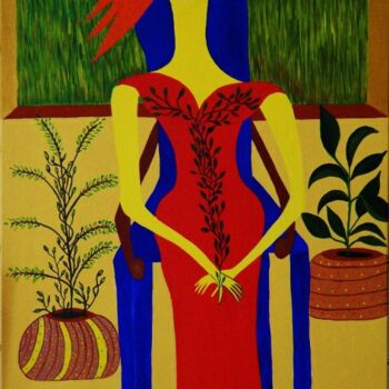 Pintura titulada "serie-femmes-assiss…" por Adriana Tobon, Obra de arte original, Oleo