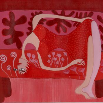 Pintura titulada "fort-a-l-aise-rouge…" por Adriana Tobon, Obra de arte original, Acrílico
