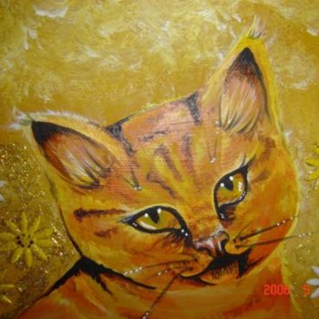 Malerei mit dem Titel "Kleine Katze" von Adriana Almanza, Original-Kunstwerk