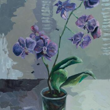 Painting titled "wild Orchid" by Adriana Balynska, Original Artwork, Oil