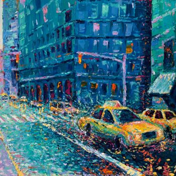 Painting titled "Rainy Day in New Yo…" by Adriana Dziuba, Original Artwork, Acrylic
