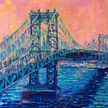 Картина под названием "Manhattan Bridge at…" - Adriana Dziuba, Подлинное произведение искусства, Акрил