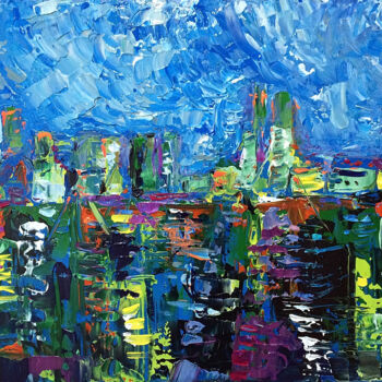 Картина под названием "Dockyard Blues" - Adriana Dziuba, Подлинное произведение искусства, Акрил
