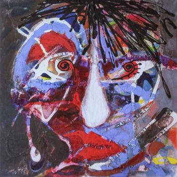 Pittura intitolato "With Red Eyes" da Adriana Ilin Tomici, Opera d'arte originale, Olio