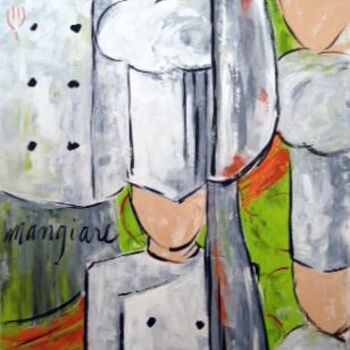 Schilderij getiteld "Mangia" door Adriana Migotto, Origineel Kunstwerk