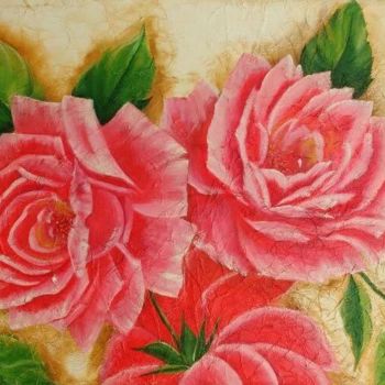 Ζωγραφική με τίτλο "Rosas" από Adriana Tamy Saito, Αυθεντικά έργα τέχνης, Λάδι
