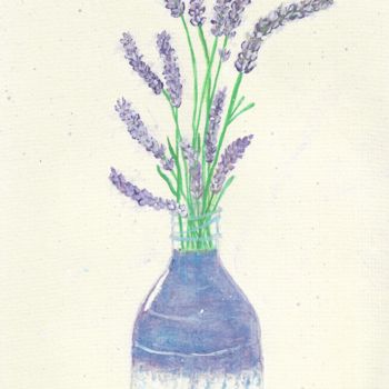 Painting titled "Lavander" by Adriana Tamy Saito, Original Artwork, Watercolor