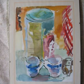 Peinture intitulée "CONVERSATION CAFE" par Adriana Ureche, Œuvre d'art originale