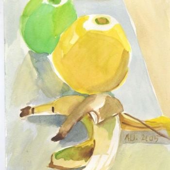 Peinture intitulée "pommebananeouverte32" par Adriana Ureche, Œuvre d'art originale