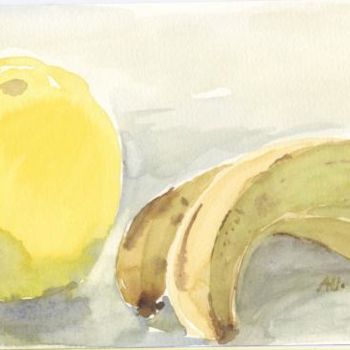 Painting titled "bananecitron39" by Adriana Ureche, Original Artwork