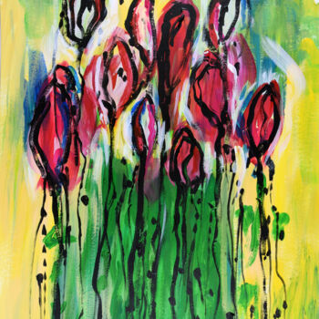 Schilderij getiteld "flowers in spring" door Adriani, Origineel Kunstwerk, Acryl