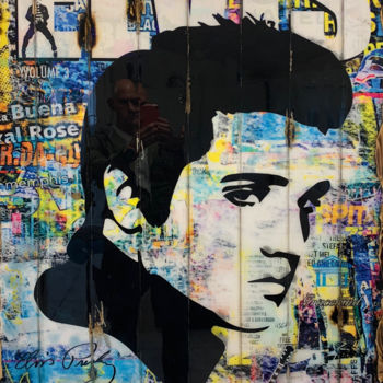 「Elvis Presley 1968」というタイトルのコラージュ Adriano Cuencasによって, オリジナルのアートワーク, コラージュ