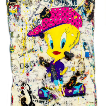Collages titled "Tweety Fashion" by Adriano Cuencas, Original Artwork, Collages