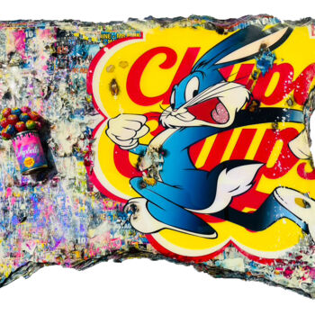 Collages intitolato "Bugs Bunny Chupa Ch…" da Adriano Cuencas, Opera d'arte originale, Collages