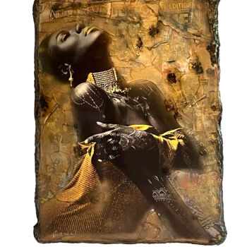 Collagen mit dem Titel "Golden Dreams" von Adriano Cuencas, Original-Kunstwerk, Collagen