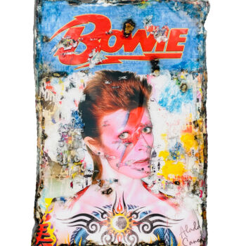 Collages intitulée "David Bowie Aladdin…" par Adriano Cuencas, Œuvre d'art originale, Collages