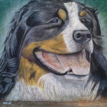 Painting titled "Cachorro pet" by Adriano Viana, Original Artwork, Airbrush