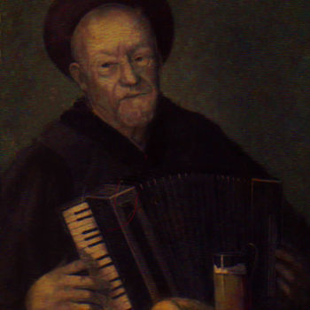 Painting titled "l'accordeoniste" by Adriano Gajoni, Original Artwork, Oil
